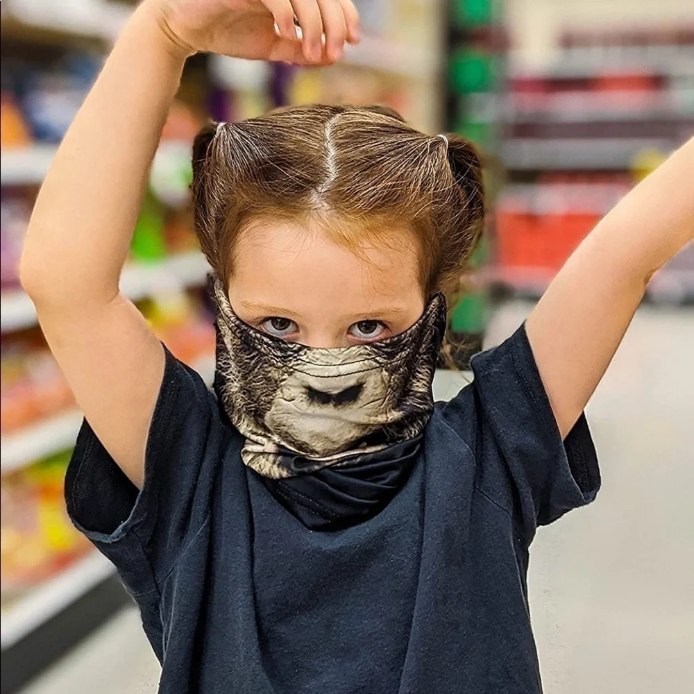Brand New Set of 3 Kids Neck Gaiters Animal Masks Breathable Adjustable Covid